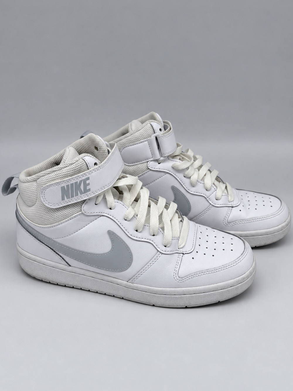Nike Kids White High-Top Sneakers with Gray Accents